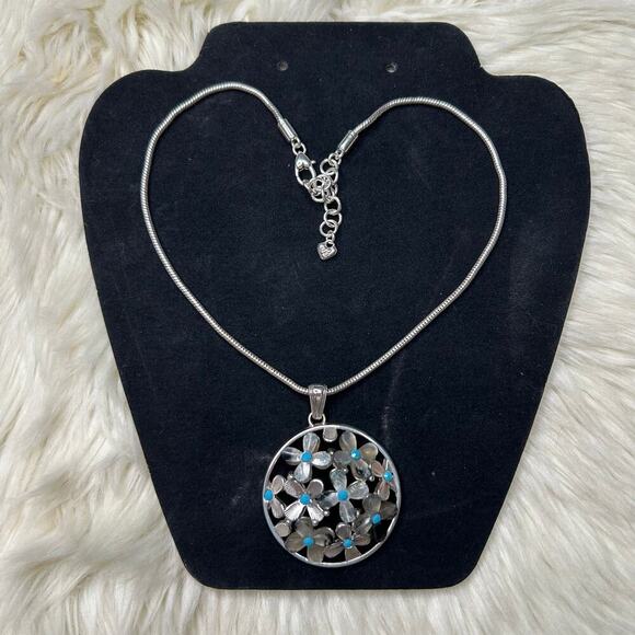 BRIGHTON EDEN'S GARDEN NECKLACE & BRACELET SET TURQUOISE W DUST BAG & METAL TIN - Picture 7 of 9